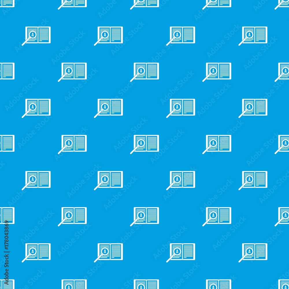 Magnifying glass over open book pattern seamless blue Magnifying glass over open book pattern seamless blue