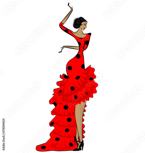 abstract flamenco woman in black and red