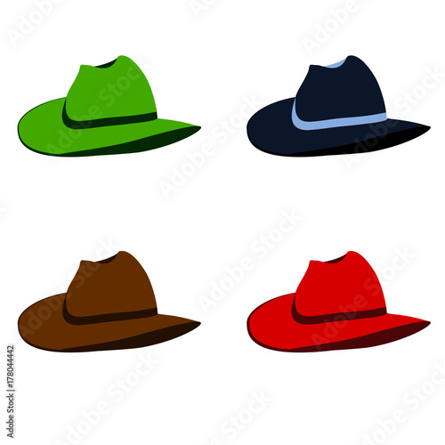 Vector collection of colorful hats for men