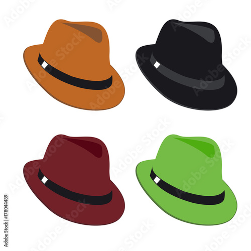 Vector collection of colorful hats for men