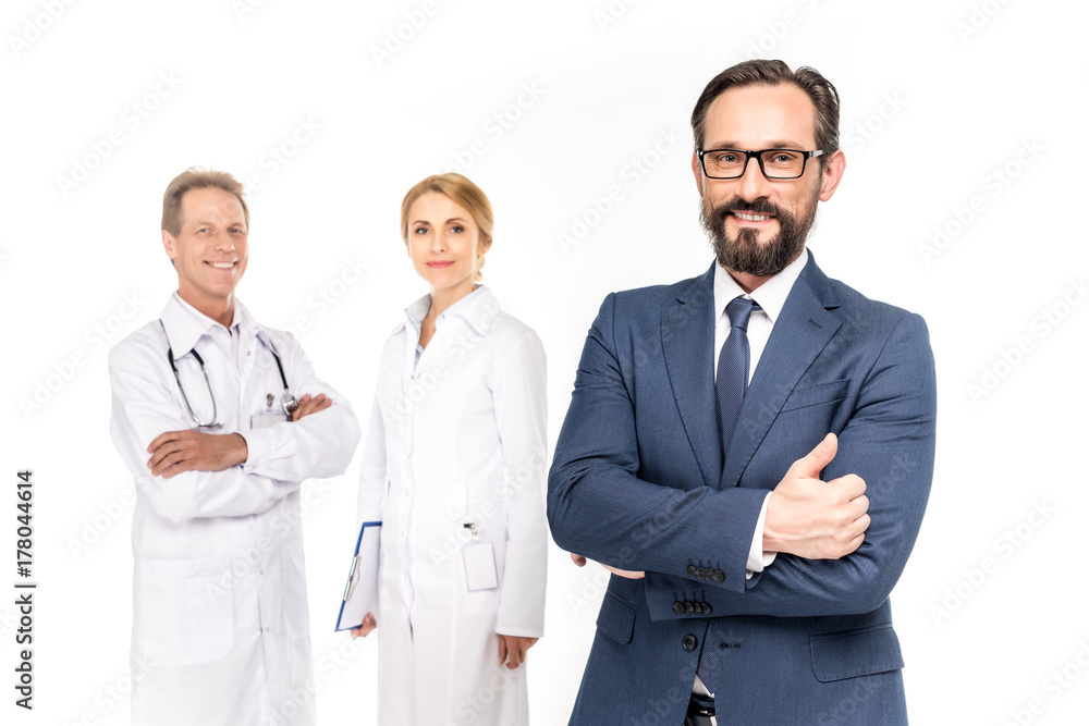 confident businessman and doctors confident businessman and doctors