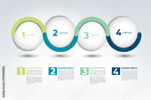 Infographic vector option banner with 4 steps. Color spheres, balls, bubbles. Infographic template.