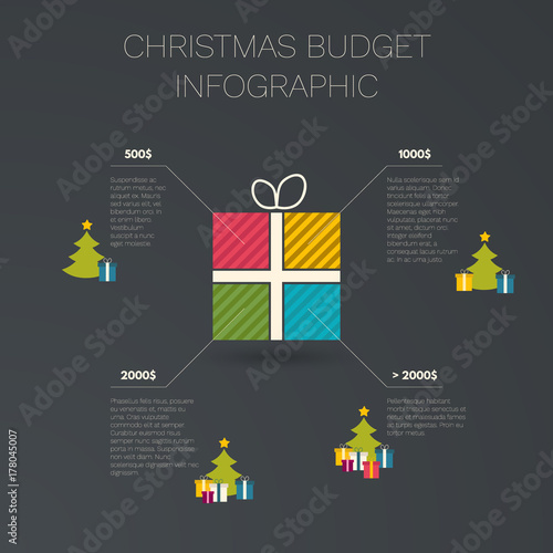 Vector Christmas budget infographic with gift.