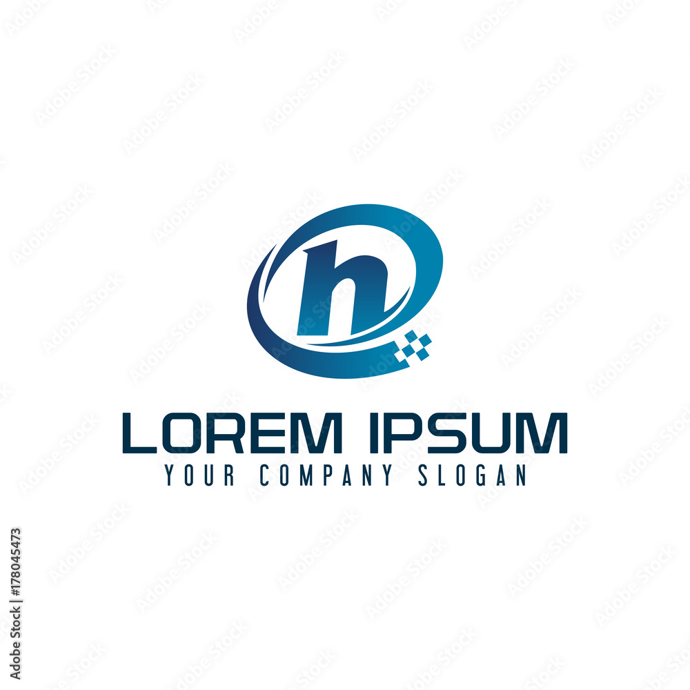 Letter H logo. tech design concept template