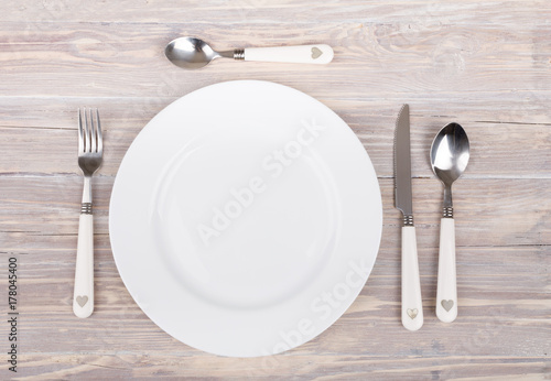 empty plate with knife and fork