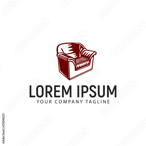 sofa hand drawn logo. vintage design concept template