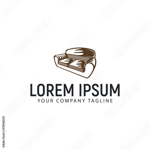 sofa hand drawn logo. vintage design concept template
