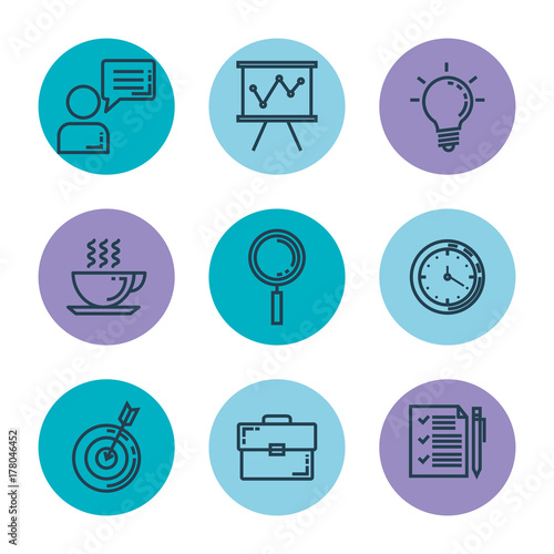 business and management set icons