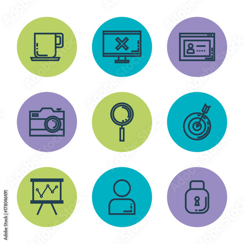 business and management set icons
