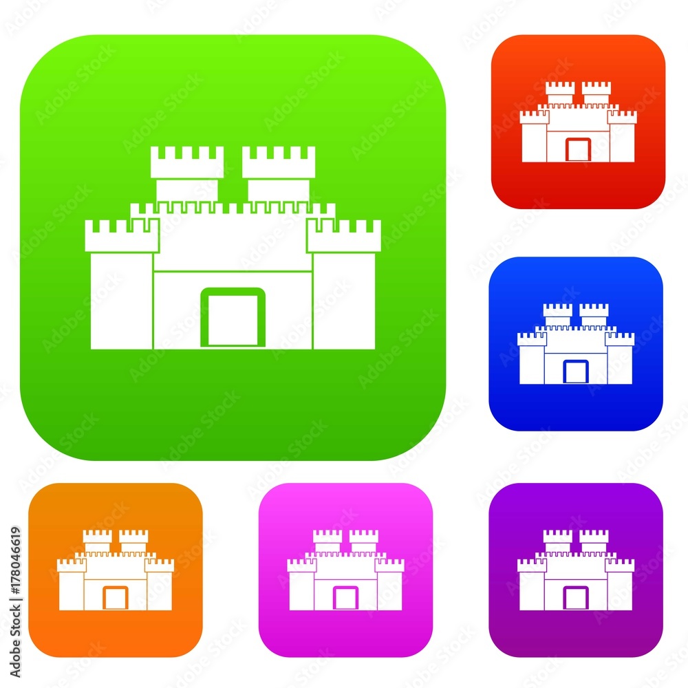 Fototapeta premium Ancient fortress set color collection