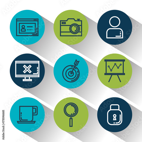 business and management set icons
