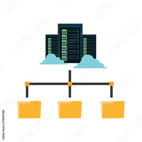 File management. Cloud Storage. Data center. Data Backup concept.