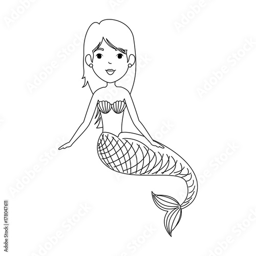 beautiful mermaid character icon