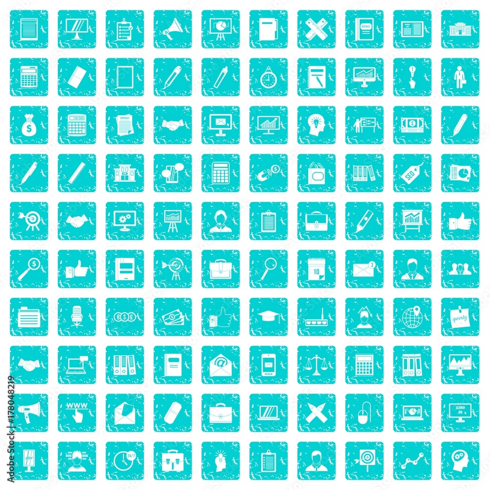 100 finance icons set grunge blue 100 finance icons set grunge blue