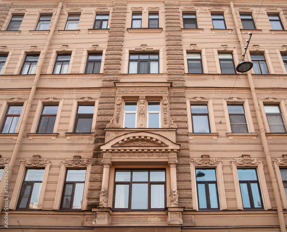 Facade of the historic building in the center of St. Petersburg, Russia