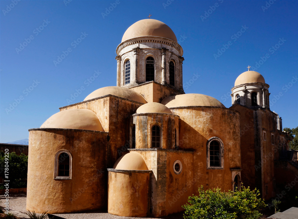 Agia Triada temple (Monastery), Akrotiri, Crete, Greece.
