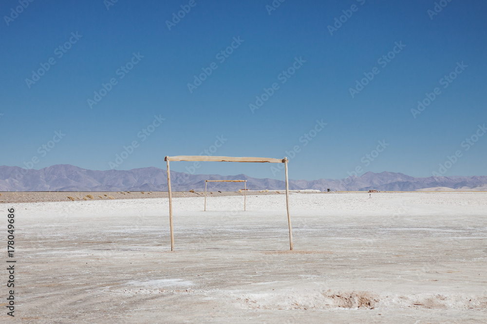 Football field on an expanse of salt Football field on an expanse of salt