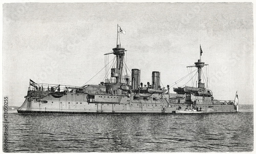 SMS Brandenburg - german battleship (1891) (from Meyers Lexikon, 1896, 13/472/473)