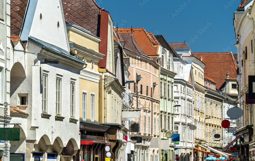 Historic buildings in the old town of Krems an der Donau, Austria