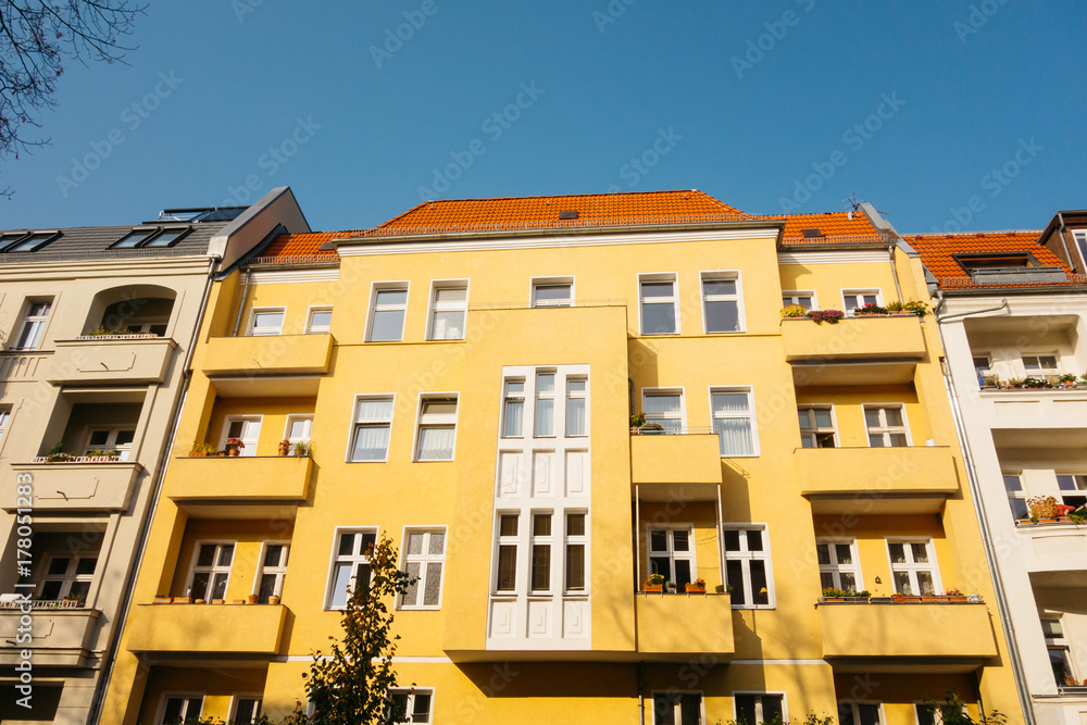 yellow apartment house in prenzlauer berg