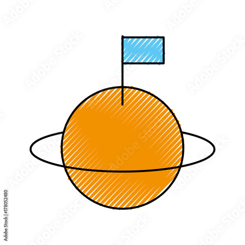 space universe saturn with flag colonization