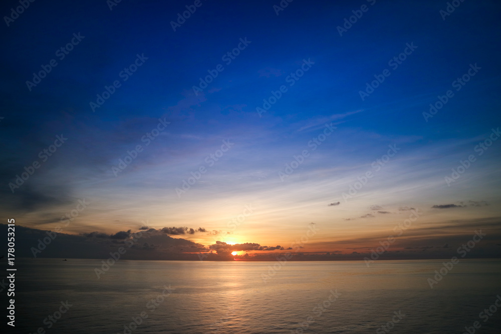 Colorful sunrise in gulf of Thailand