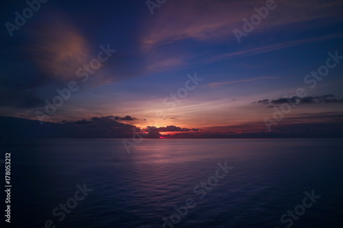 Colorful sunrise in gulf of Thailand