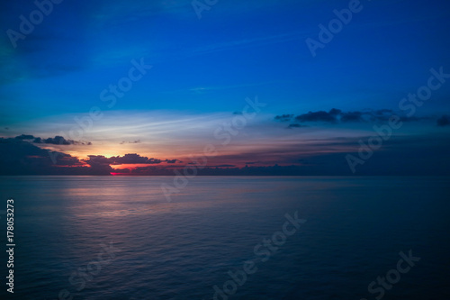 Colorful sunrise in gulf of Thailand