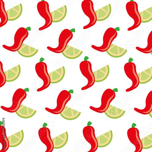 hot mexican chili pepper lemon fast food seamless pattern