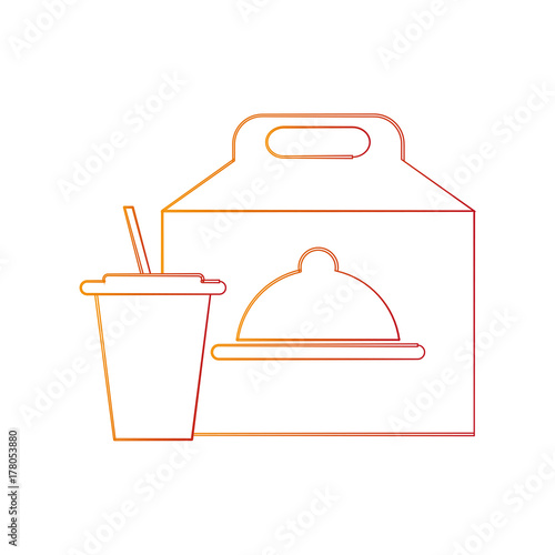 takeout box and soda fast food icon image vector illustration design