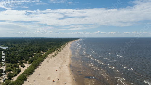 Vecaki Latvia Baltic Sea Seaside Aerial drone top
