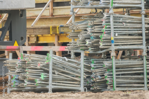 Stacked material on the construction site