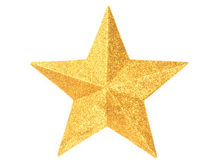 Gold Christmas star on white