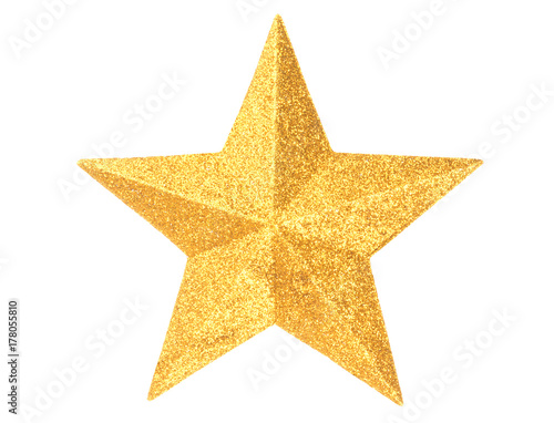 Gold Christmas star on white