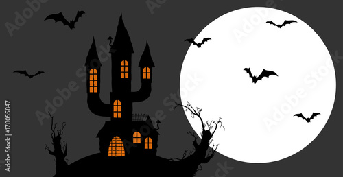 Halloween scary castle background