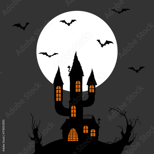 Halloween scary castle background