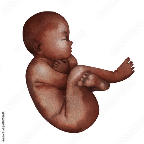Watercolor African American baby
