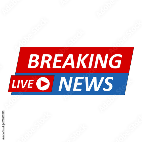 Breaking News Logo, Live Banner.TV news, Mass media design.