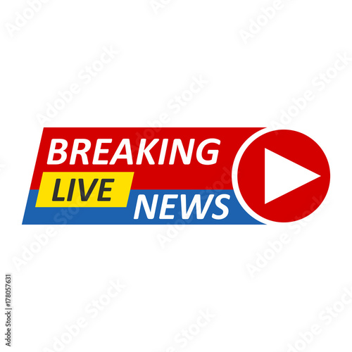 Breaking News Logo, Live Banner.TV news, Mass media design.