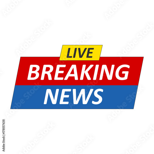 Breaking News Logo, Live Banner.TV news, Mass media design.