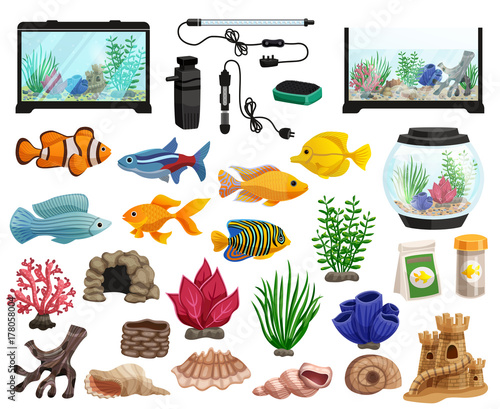 Aquaristics And Aquarium Fishes Set 