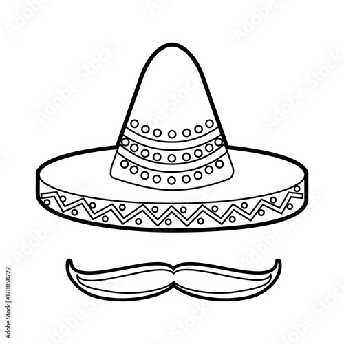 mexican hat and mustache culture symbol