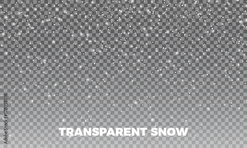Snow. Vector transparent snow background. Christmas and New Year decoration