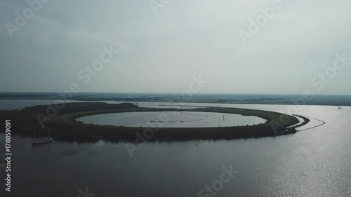 Aerial of the ijsseloog, an artificial island in the ketelmeer in the Netherlands photo