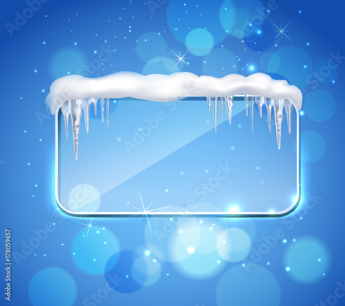 Glass Panel With Icicles Realistic  
