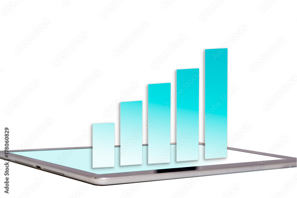 Sales growth chart on tablet screen Sales growth chart on tablet screen