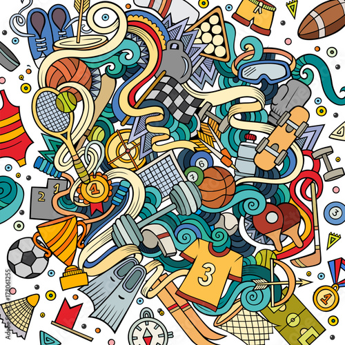 Cartoon cute doodles hand drawn Sport illustration