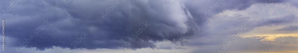 Panorama of Cloudy sky , Thunderclouds over horizon