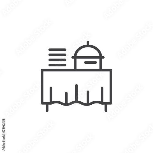 Setout line icon, outline vector sign, linear style pictogram isolated on white. Buffet self service restaurant symbol, logo illustration. Editable stroke