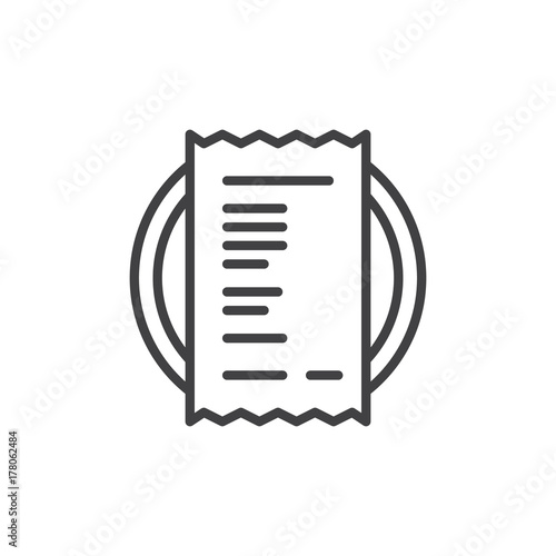 Restaurant invoice line icon, outline vector sign, linear style pictogram isolated on white. Symbol, logo illustration. Editable stroke